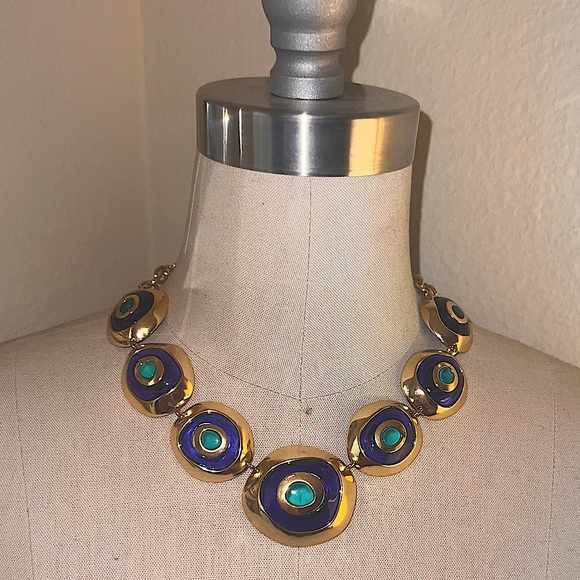 NG Jewlery Jewelry - Navy and Gold Statement Necklace- Just Wow!